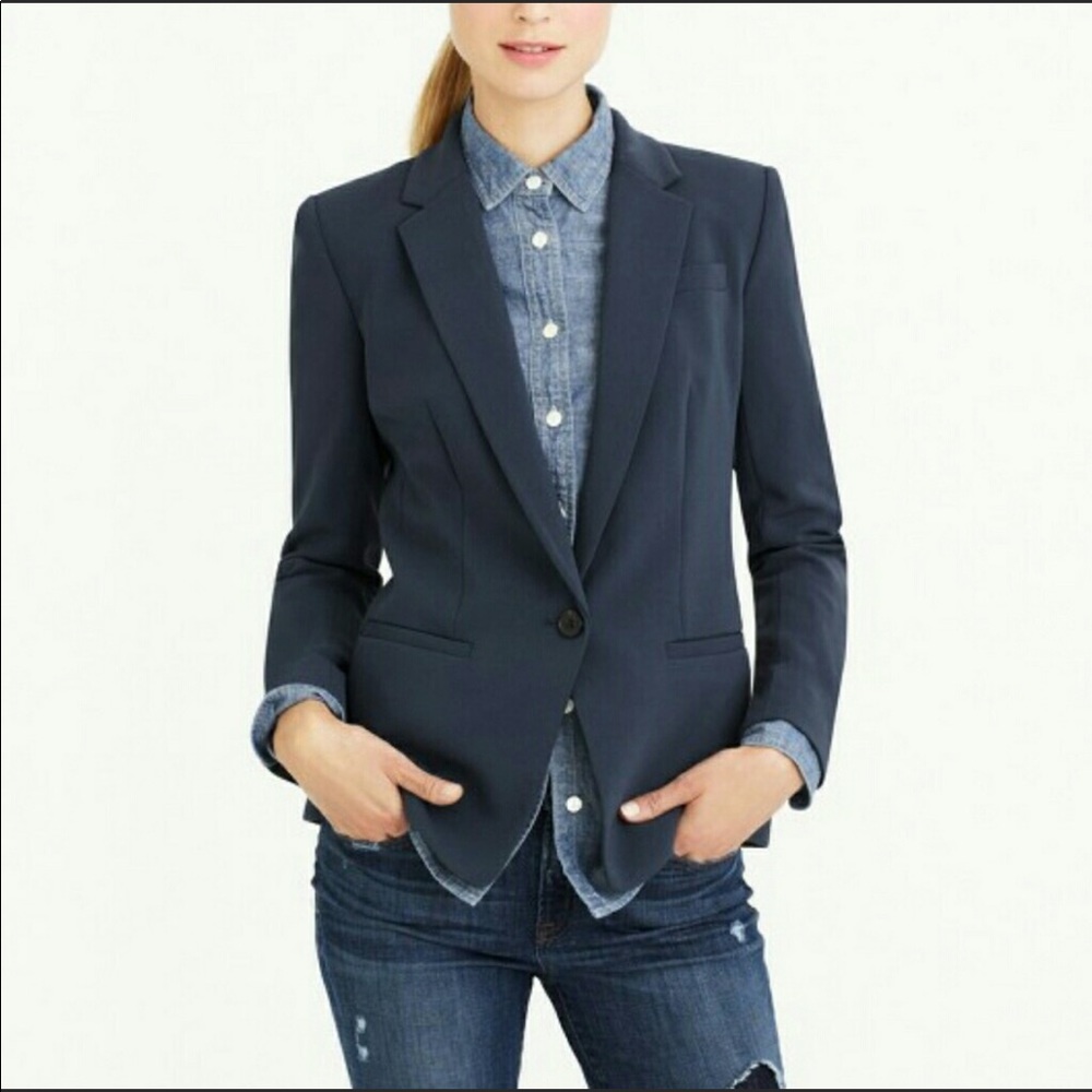 J.crew Collection Japanese crepe blazer in navy